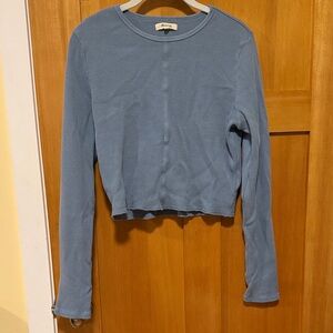 Madewell Light Blue Waffle Knit Long Sleeve Top
